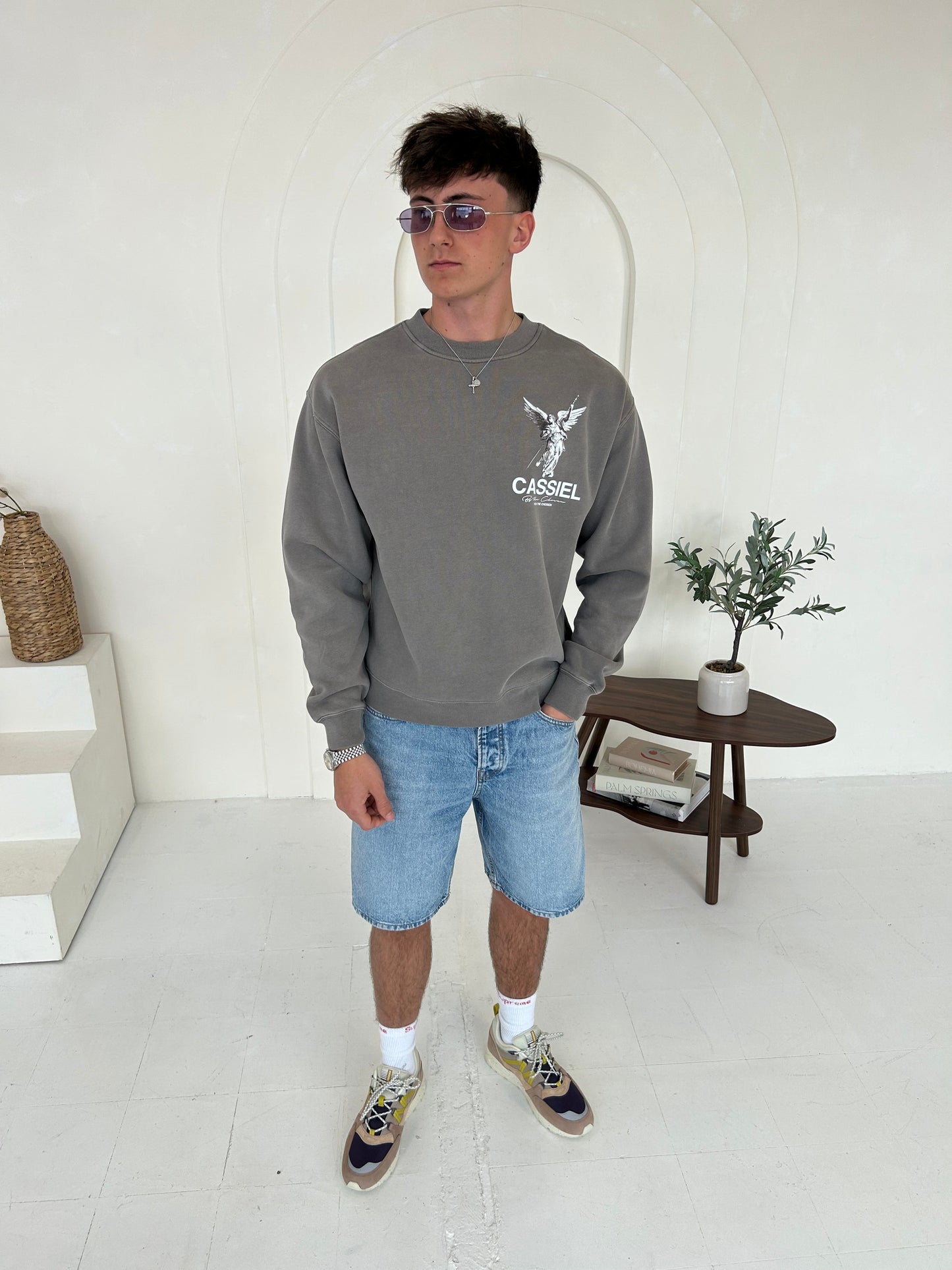 Cassiel Clo Fleur De Lis Angel Faded Grey Sweatshirt