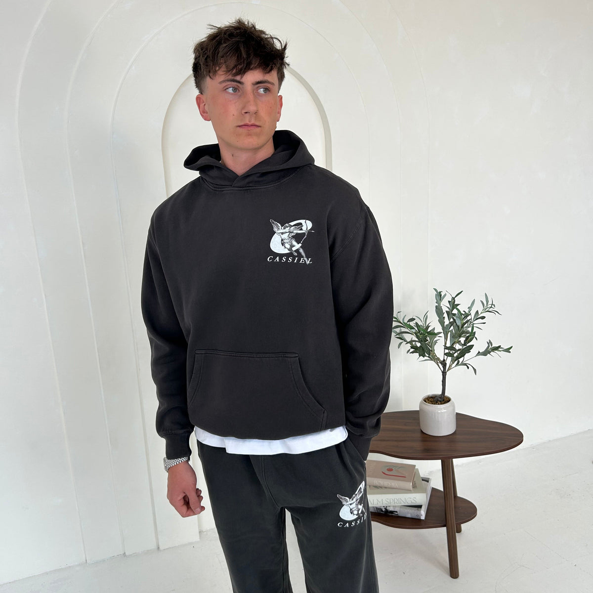Cassiel Clo Cherub Faded Black Hoodie