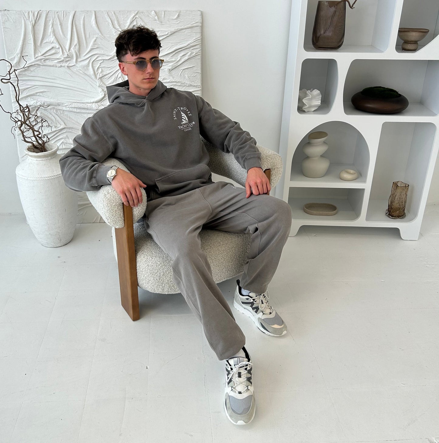 Cassiel Clo Saint Tropez Faded Grey Hoodie Sweatshirt