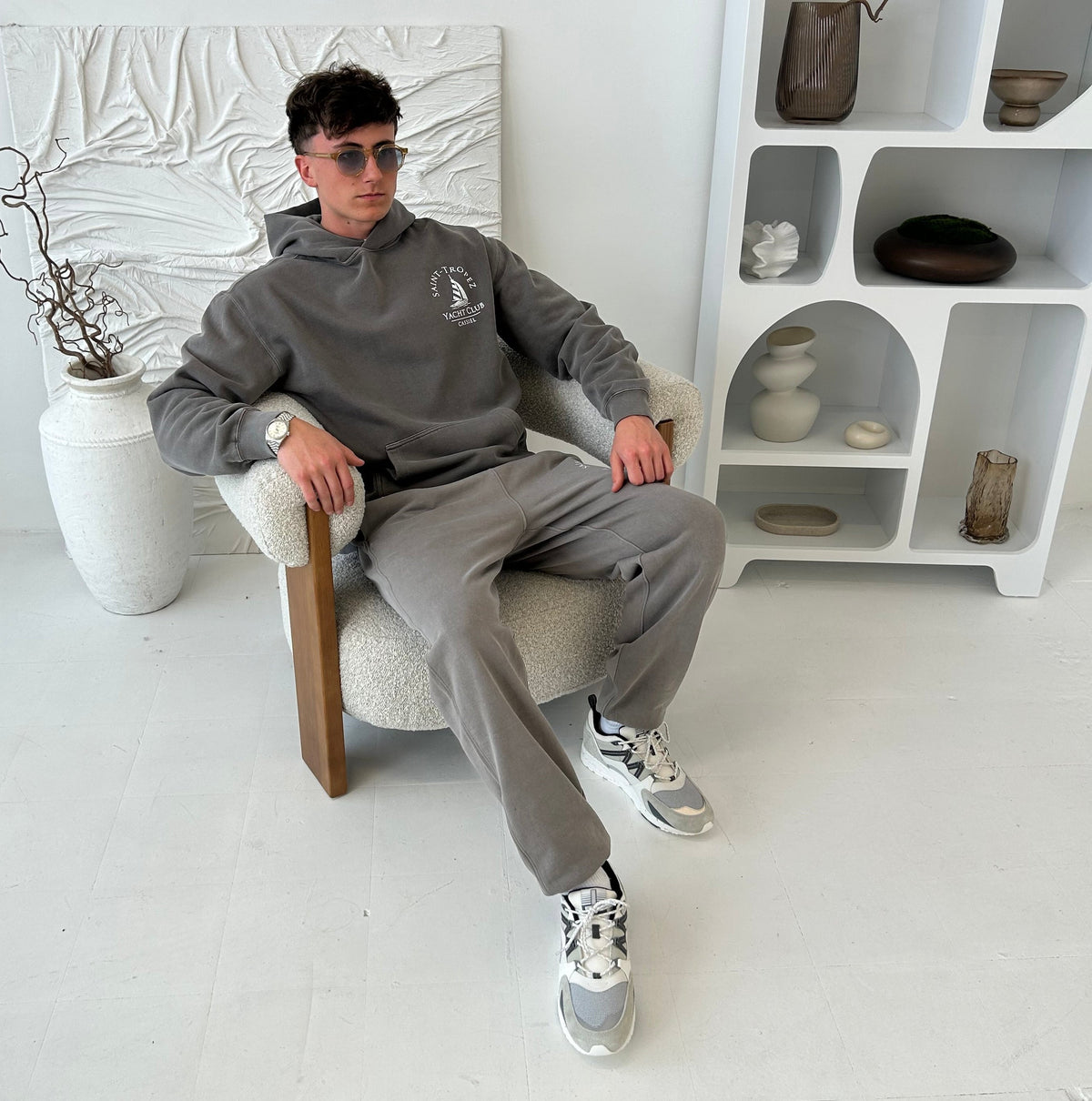 Cassiel Clo Saint Tropez Faded Grey Hoodie Sweatshirt
