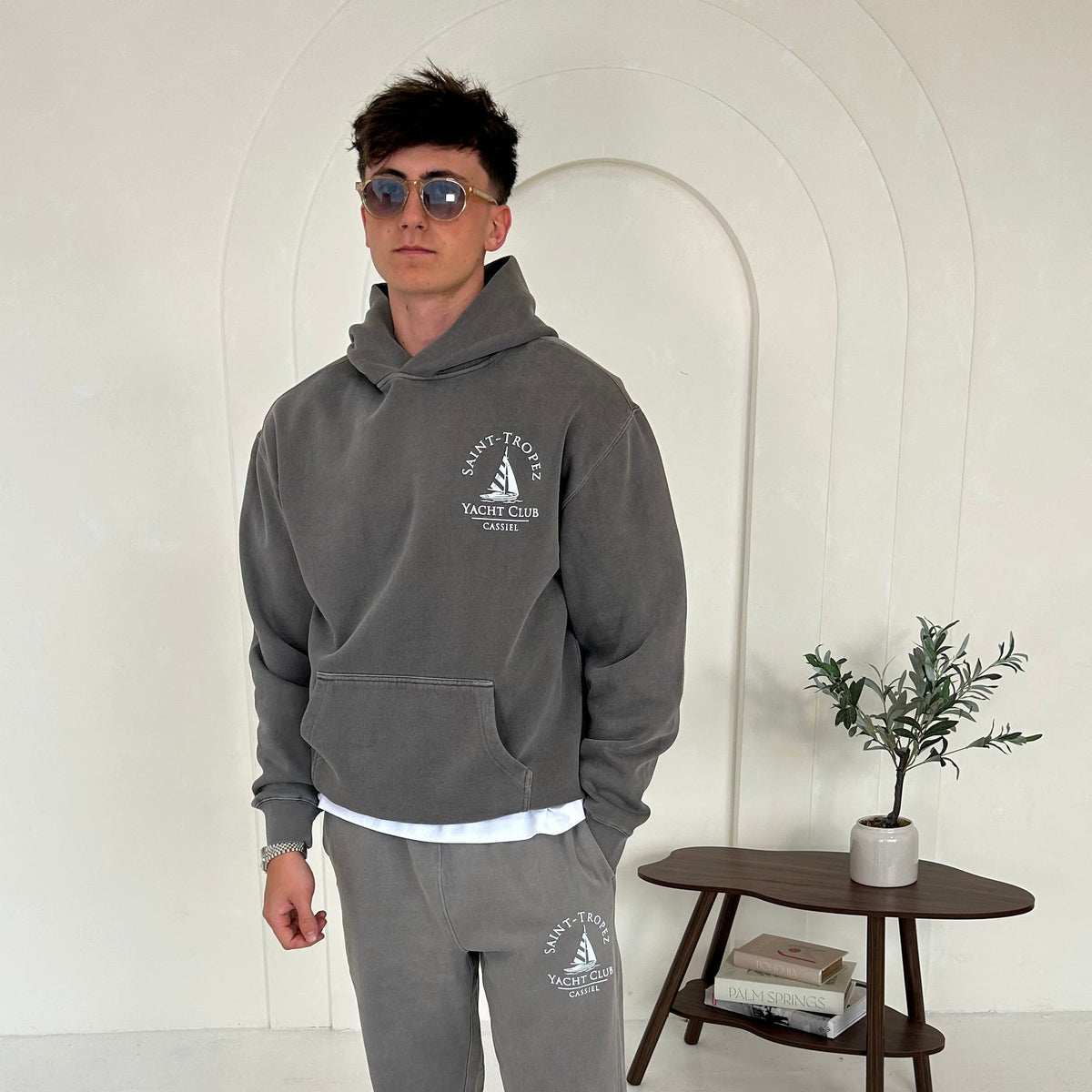 Cassiel Clo Saint Tropez Faded Grey Hoodie Sweatshirt