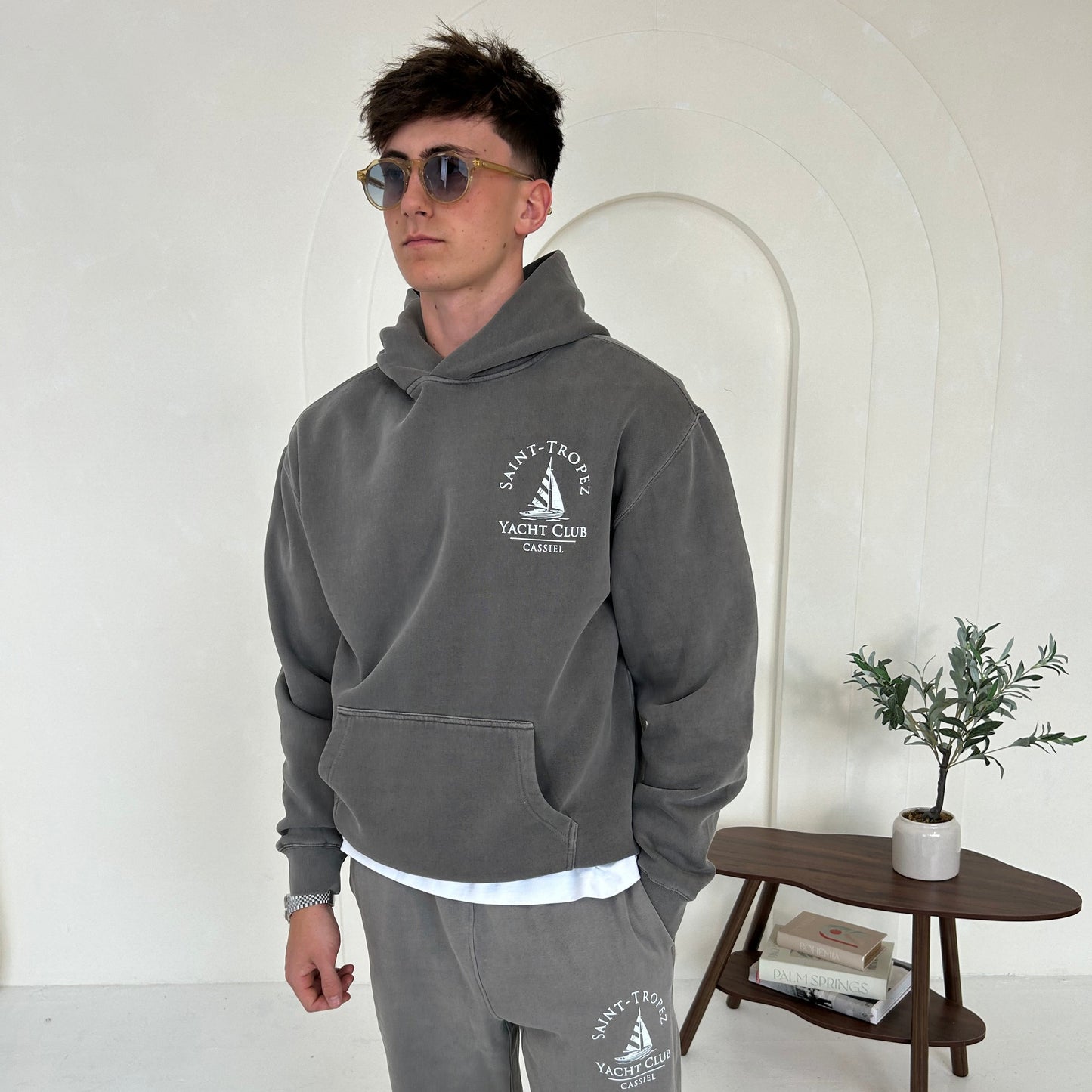 Cassiel Clo Saint Tropez Faded Grey Hoodie Sweatshirt