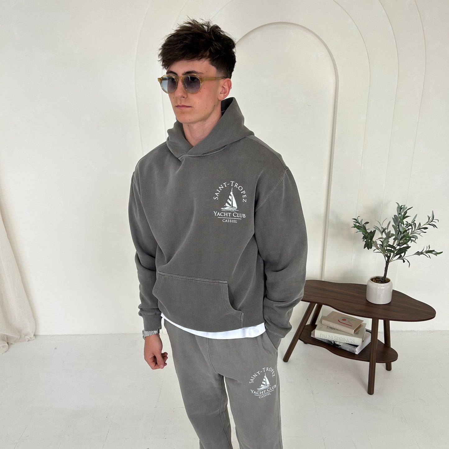 Cassiel Clo Saint Tropez Faded Grey Hoodie Sweatshirt