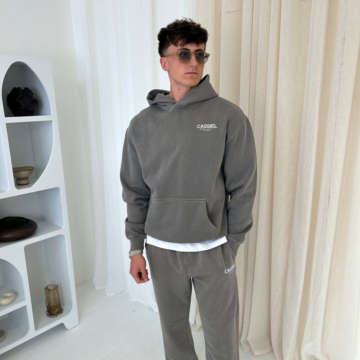 Cassiel Clo For The Chosen Faded Grey Hoodie Sweatshirt