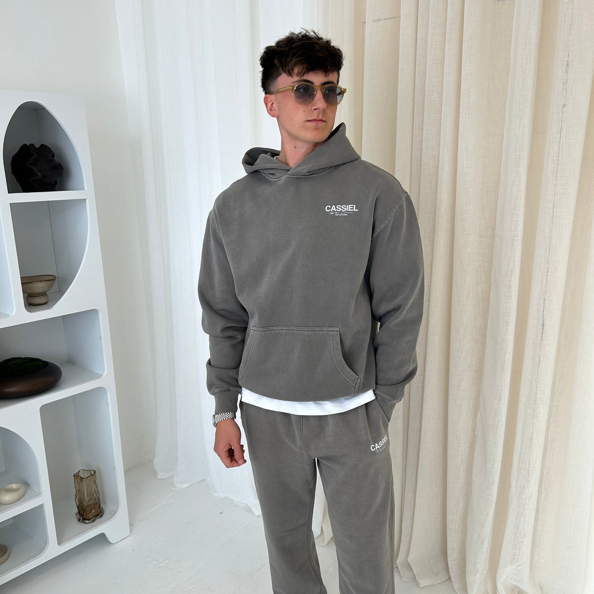Cassiel Clo For The Chosen Faded Grey Hoodie Sweatshirt