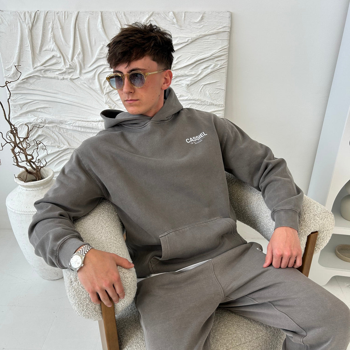 Cassiel Clo For The Chosen Faded Grey Hoodie Sweatshirt