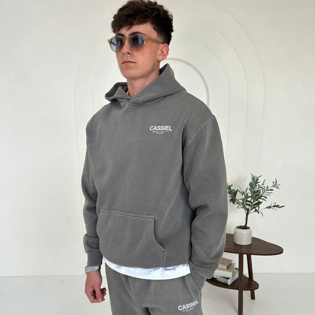 Cassiel Clo For The Chosen Faded Grey Hoodie Sweatshirt