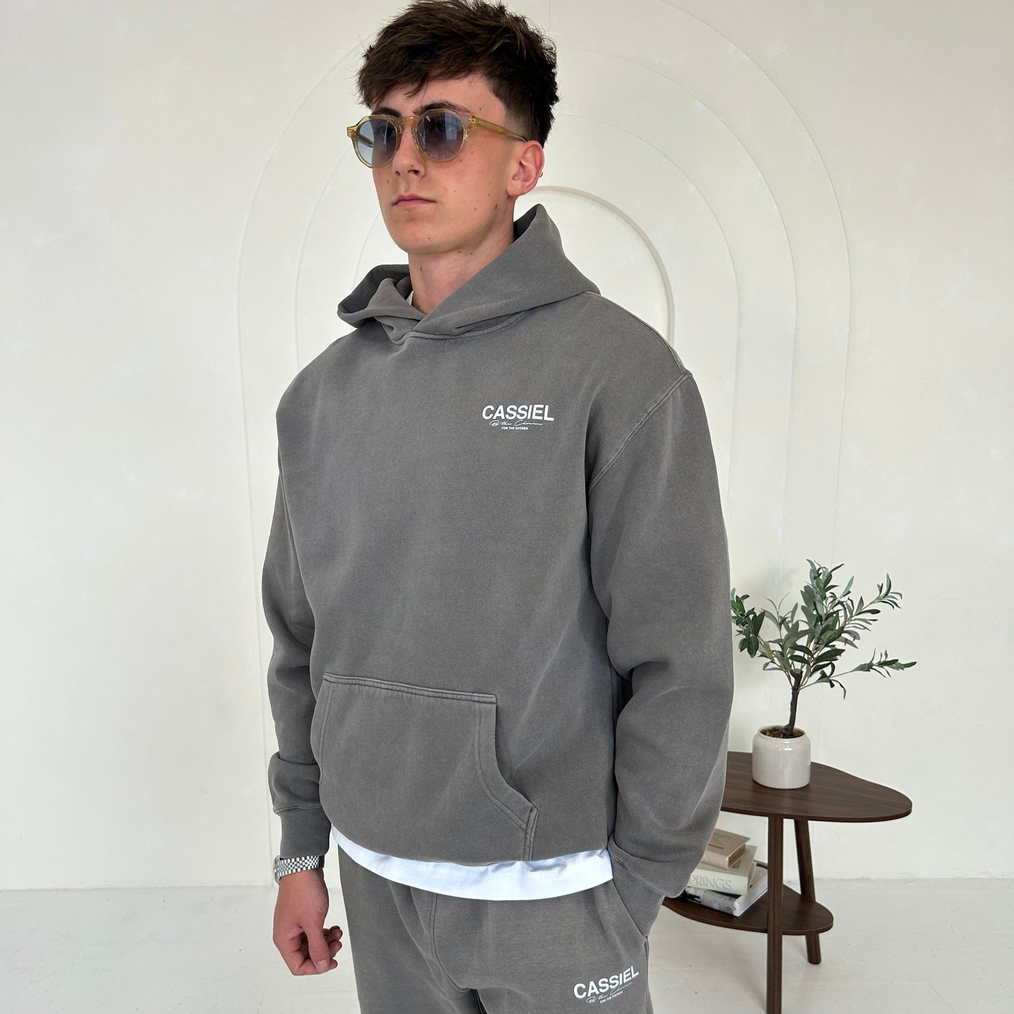 Cassiel Clo For The Chosen Faded Grey Hoodie Sweatshirt