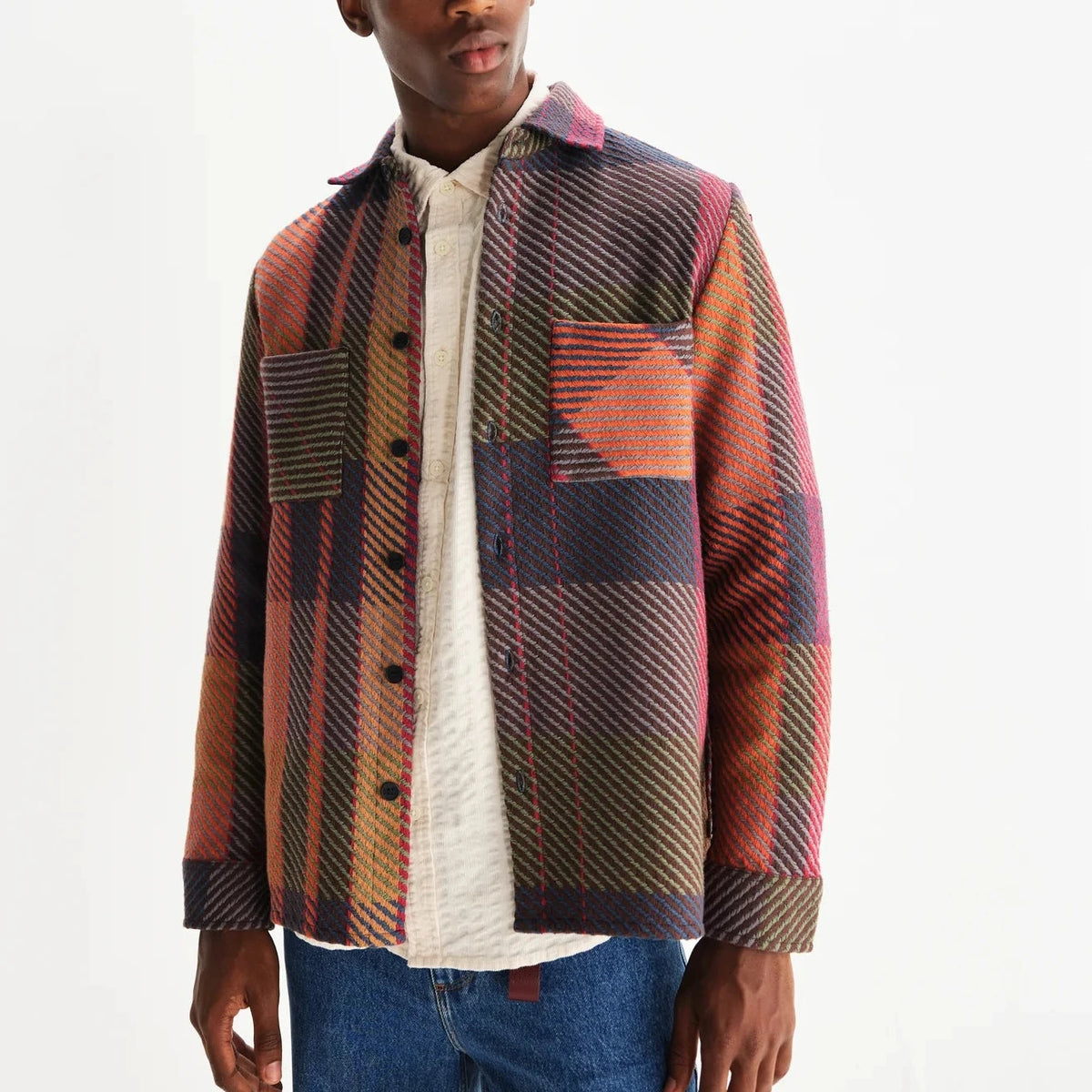 Wax London Whiting Tempo Check Orange Overshirt