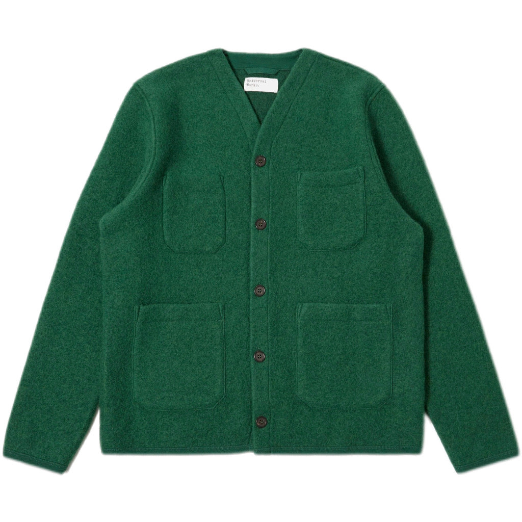Universal Works Wool Fleece Green Cardigan