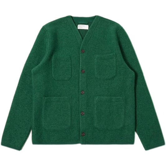 Universal Works Wool Fleece Green Cardigan