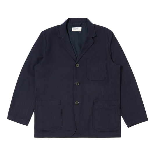 Universal Works Three Button Navy Brushed Moleskin Jacket