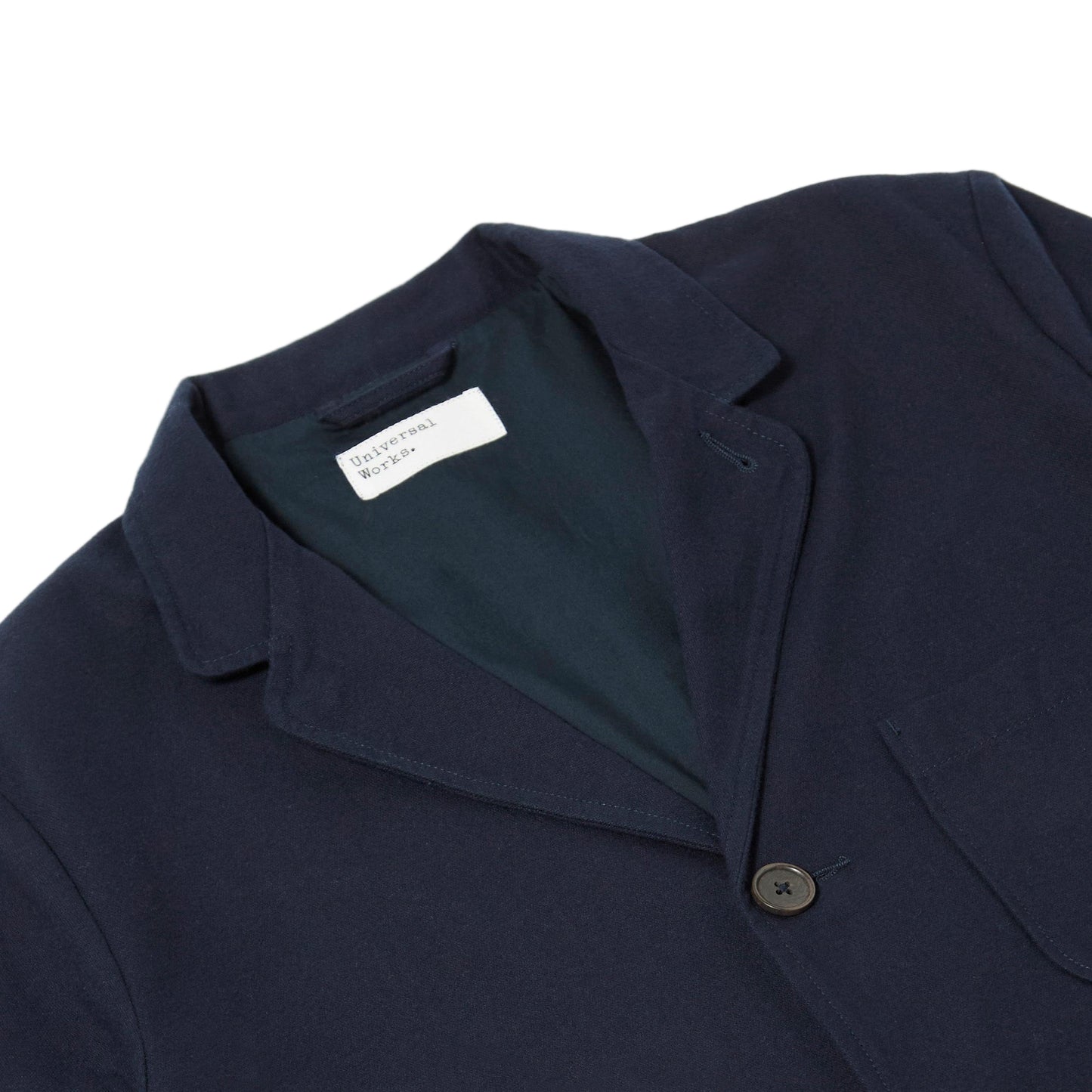 Universal Works Three Button Navy Brushed Moleskin Jacket