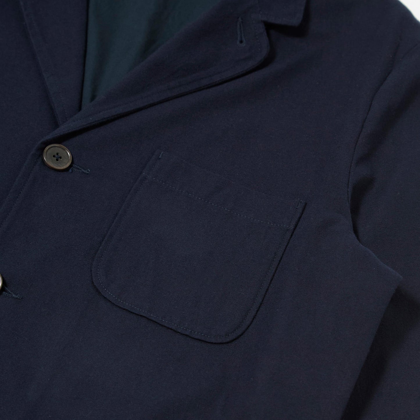 Universal Works Three Button Navy Brushed Moleskin Jacket