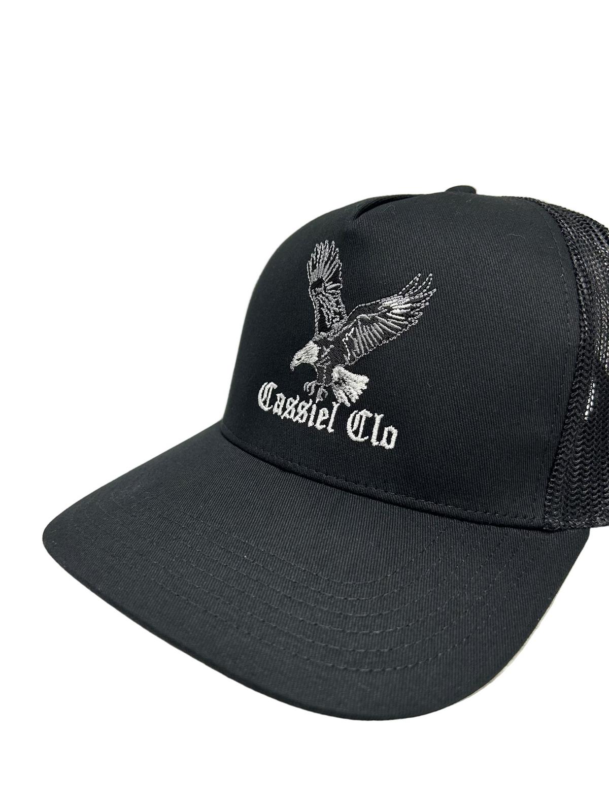 Cassiel Clo Eagle Embroidered Black Trucker Cap