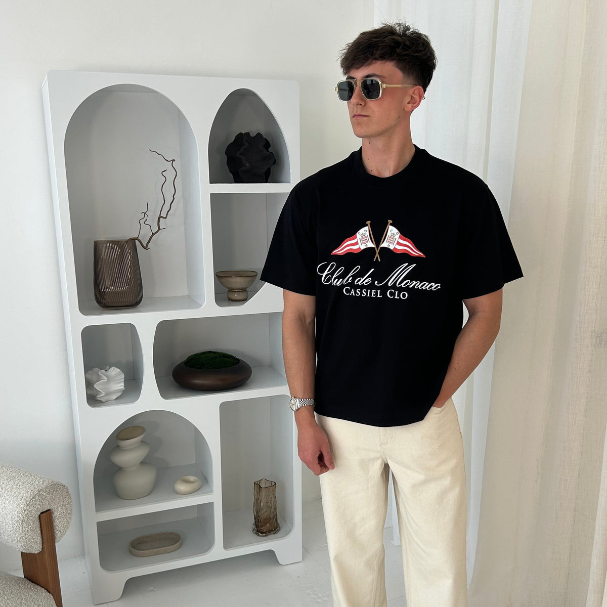 Cassiel Clo Club De Monaco Box Black Tee