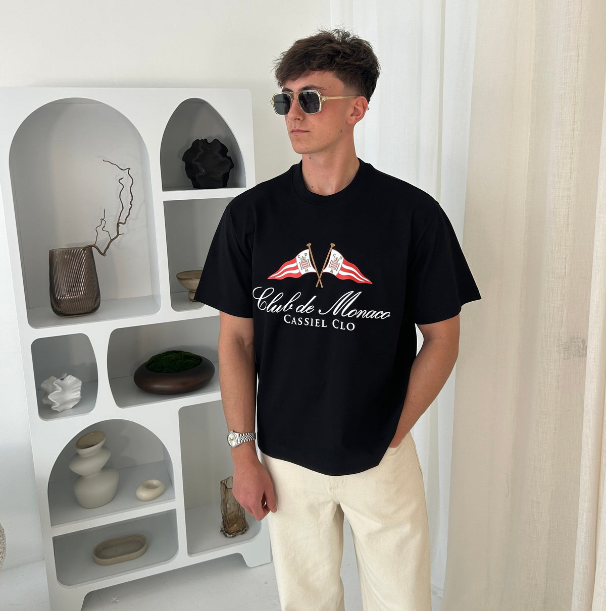 Cassiel Clo Club De Monaco Box Black Tee