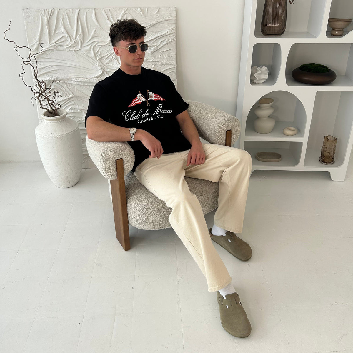 Cassiel Clo Club De Monaco Box Black Tee