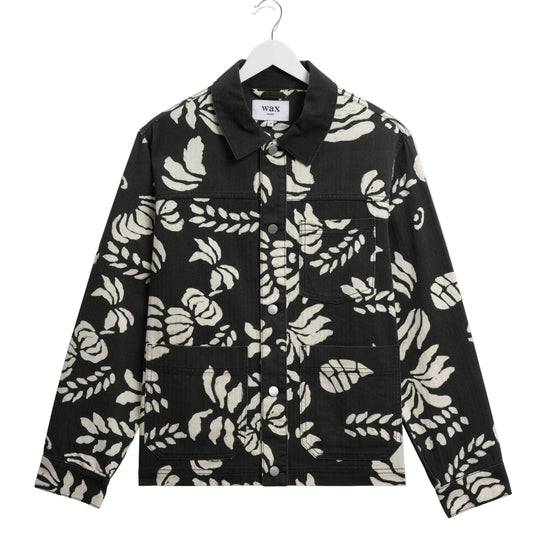 Wax London Jay Chore Printed Black Ecru Jacket