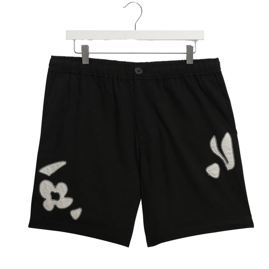 Wax London Kurt Abstract Applique Black Short
