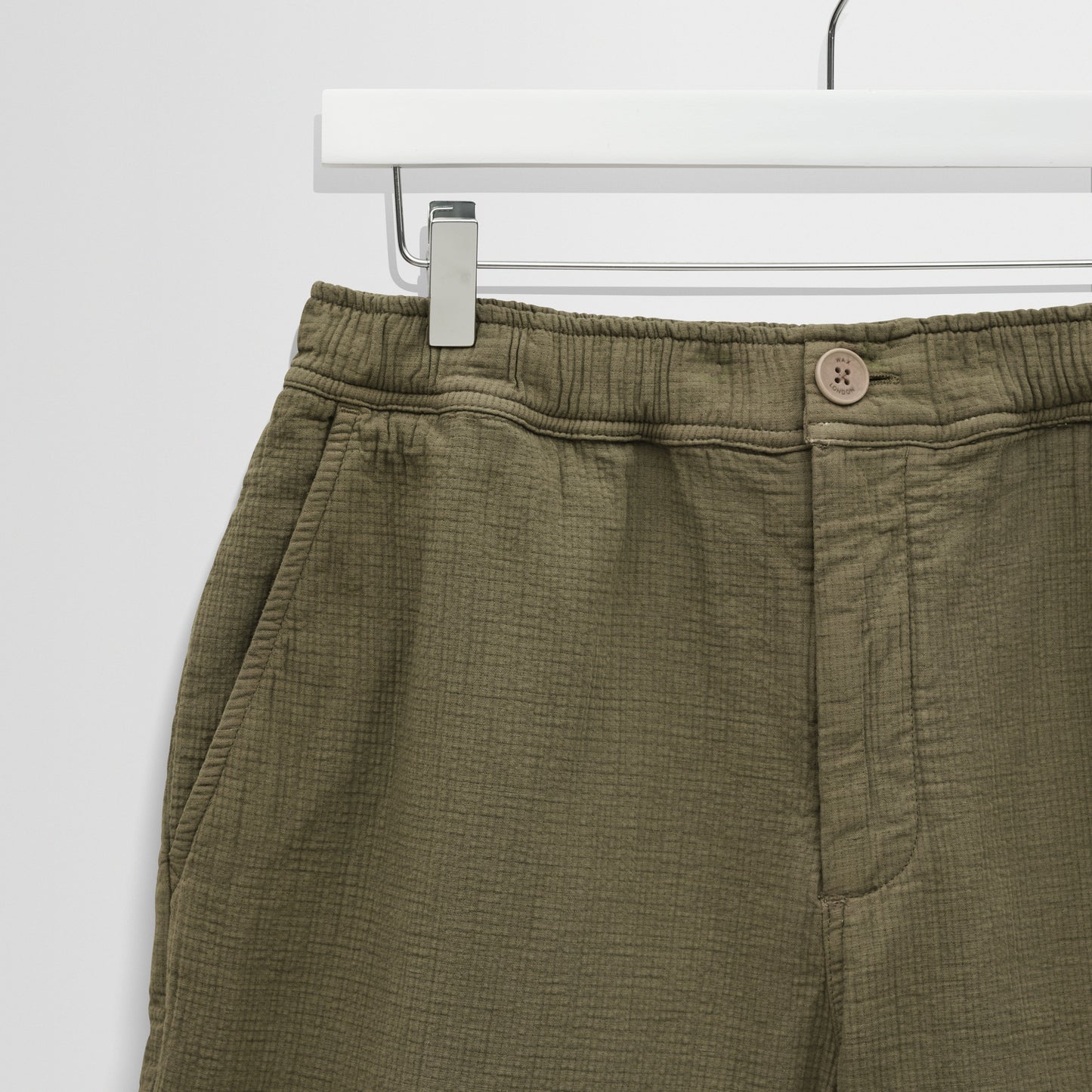 Wax London Kurt Crinkle Linen Cotton Khaki Short
