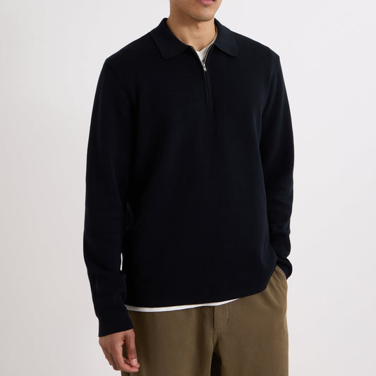 Wax London Maley L/S Zip Polo Black Knit