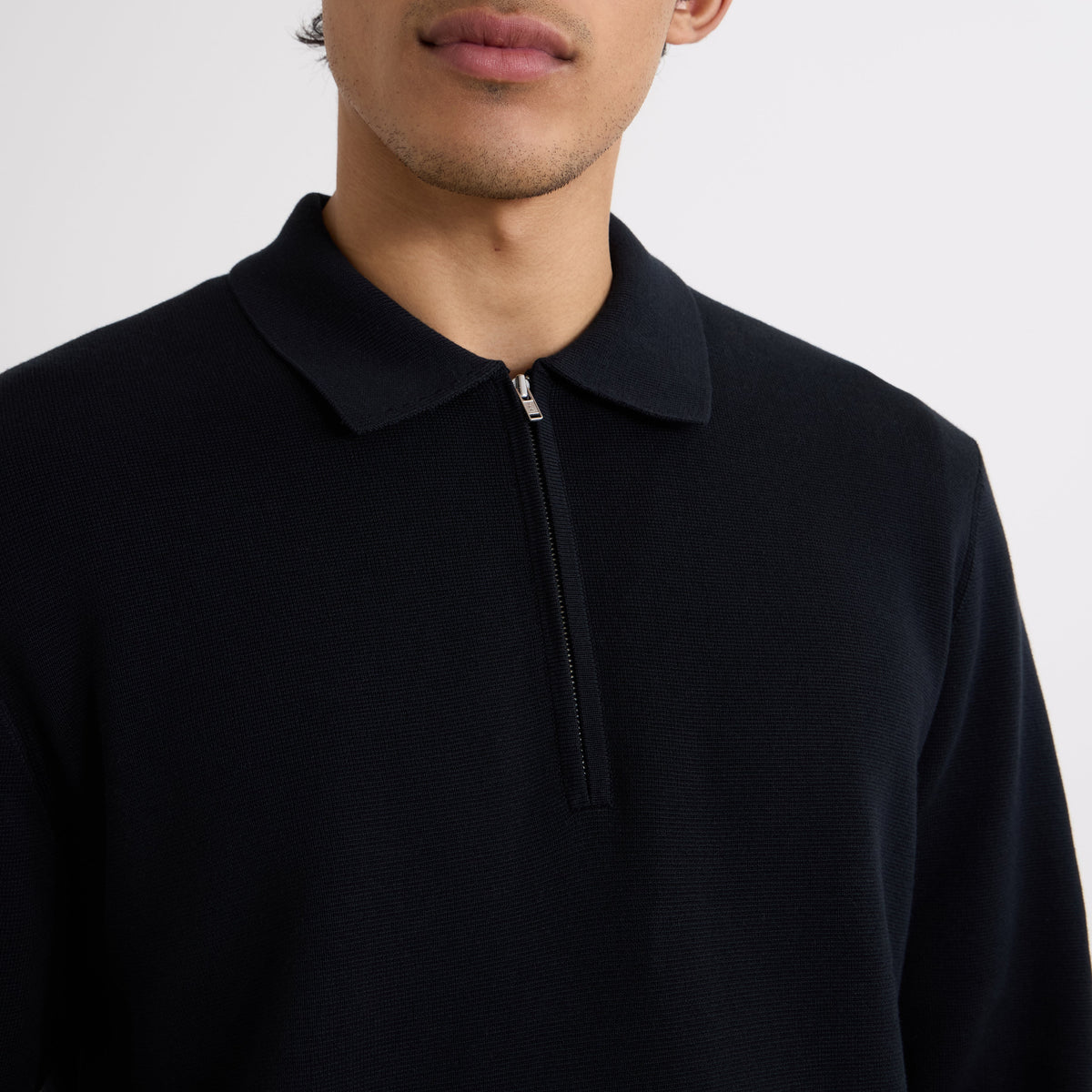 Wax London Maley L/S Zip Polo Black Knit