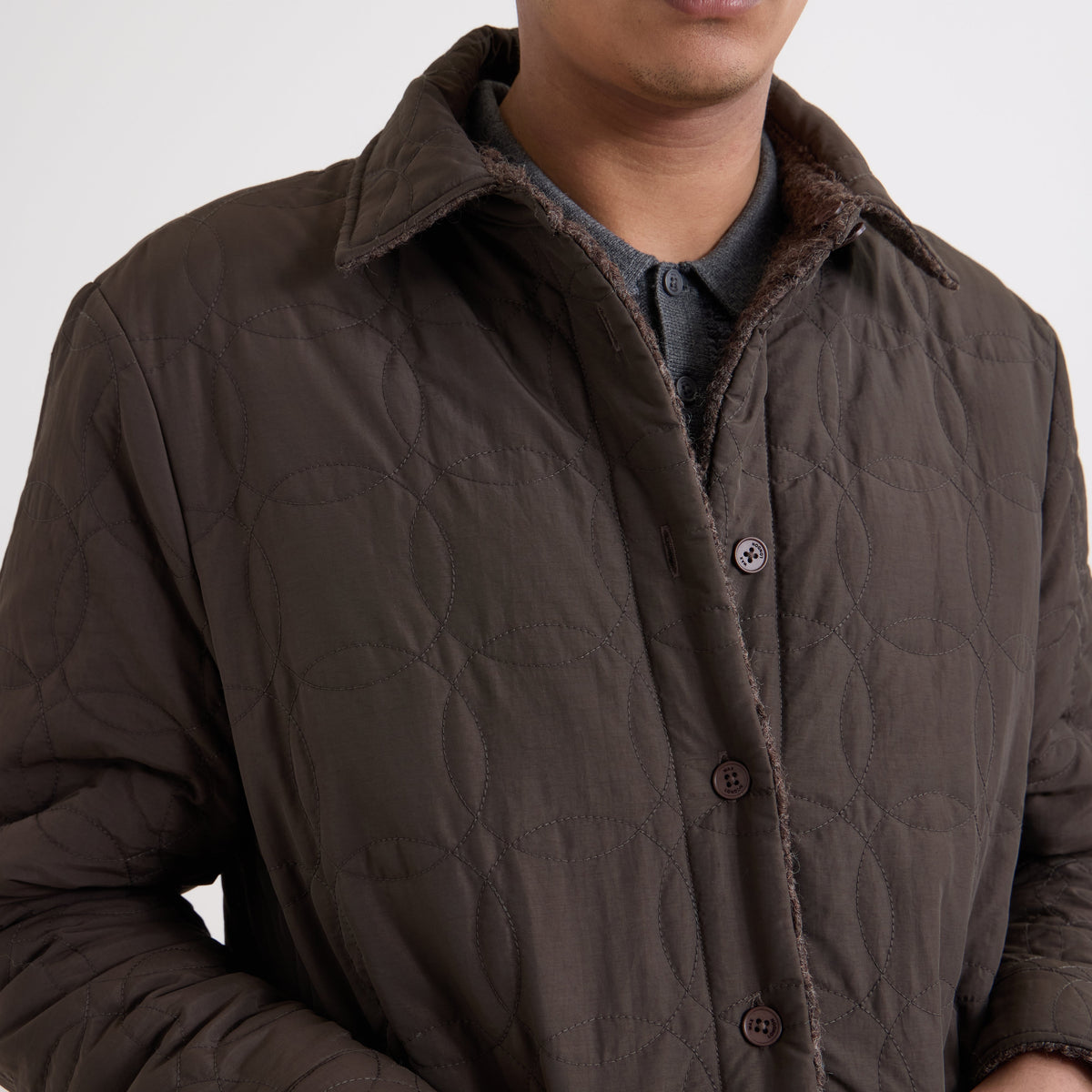 Wax London Mount Reversible Bobble Wool Brown Overshirt