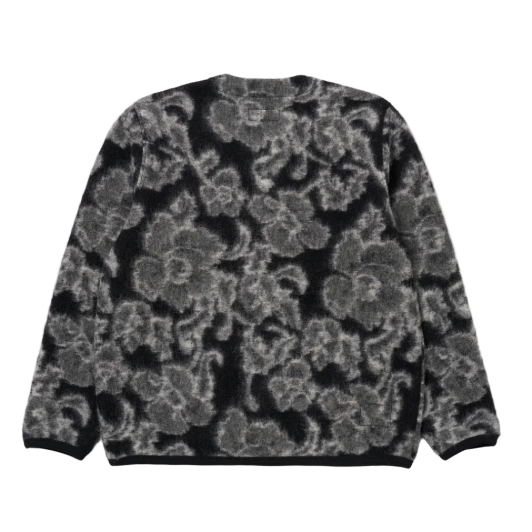Universal Works Flower Wool Fleece Black Cardigan