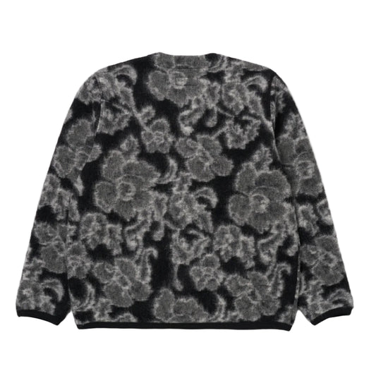 Universal Works Flower Wool Fleece Black Cardigan