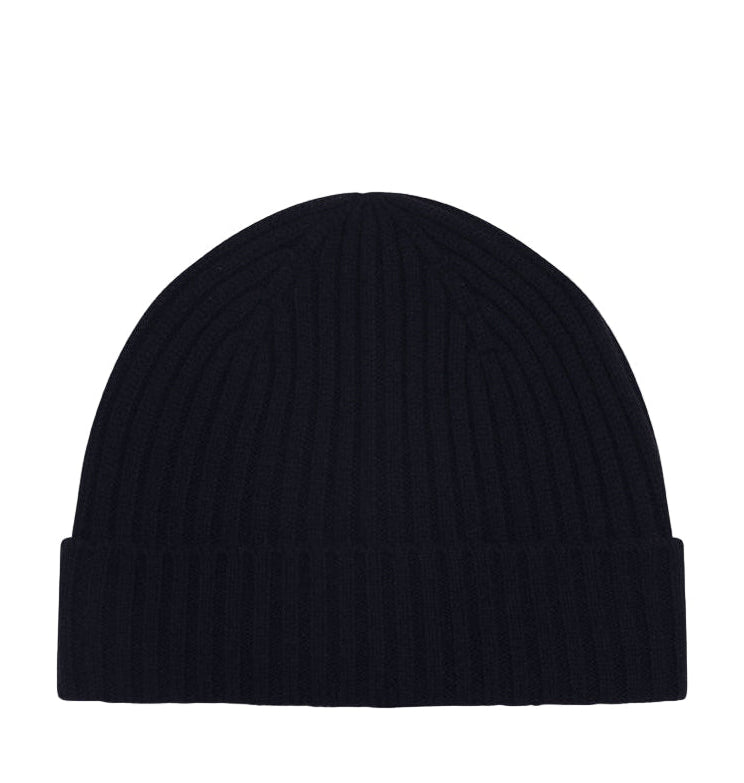 Wax London Fisherman Lambswool Navy Beanie Hat