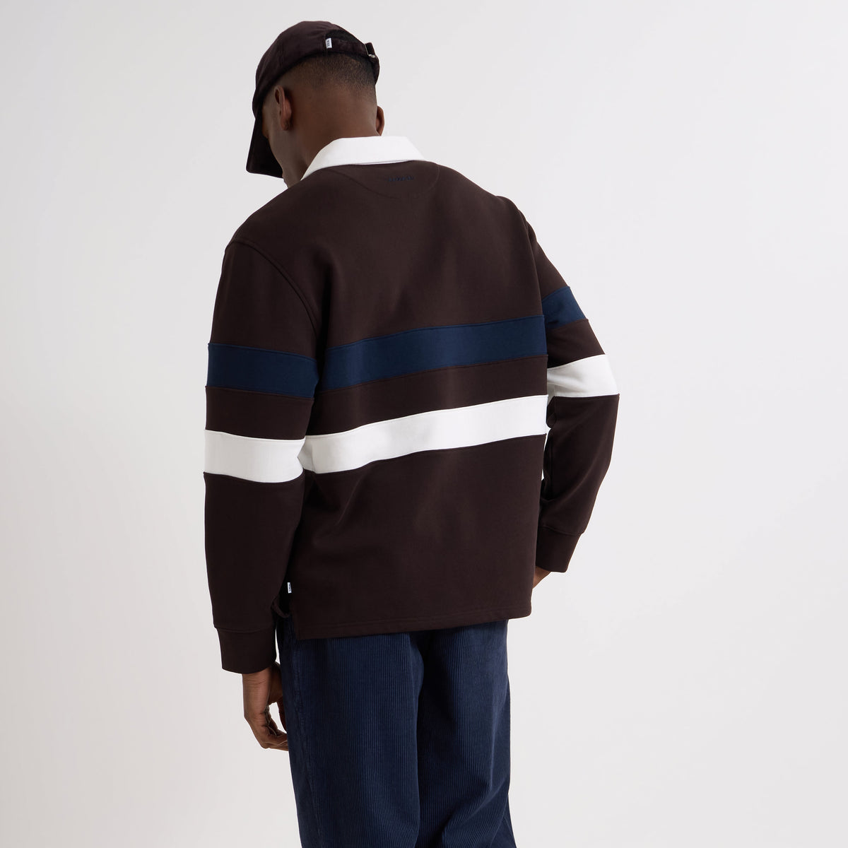 Wax London Rowhill Brown Navy Rugby Shirt
