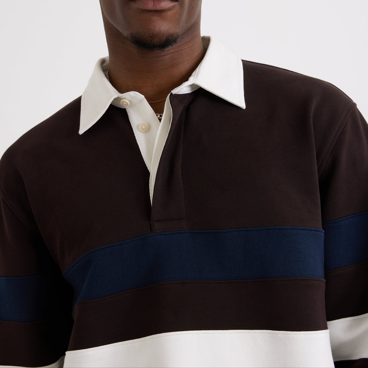 Wax London Rowhill Brown Navy Rugby Shirt