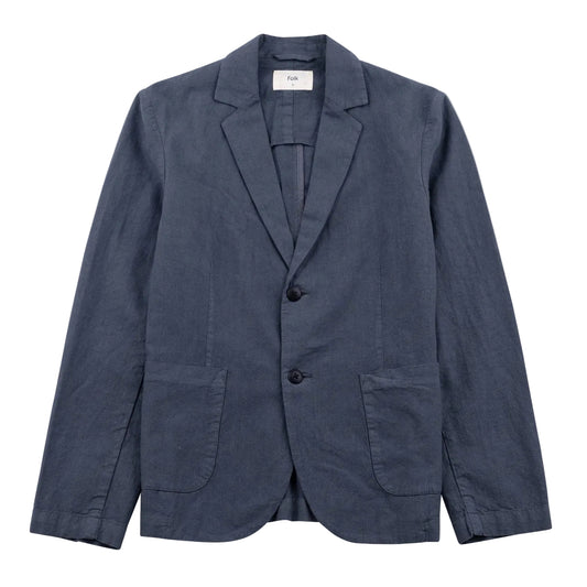 Folk Cotton Linen Charcoal Blazer