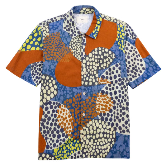 Folk Gabe Dot Print Linen Red SS Shirt