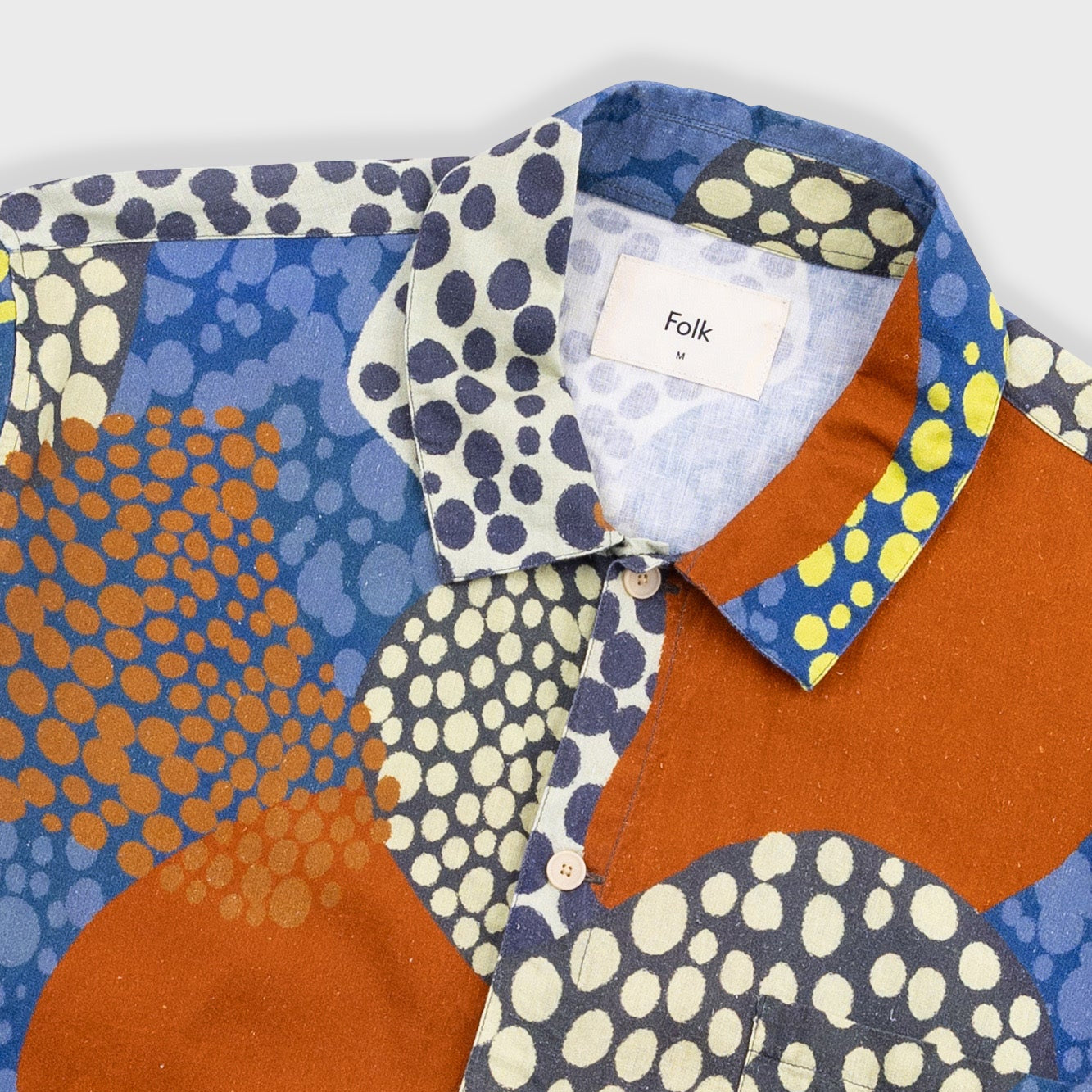 Folk Gabe Dot Print Linen Red SS Shirt