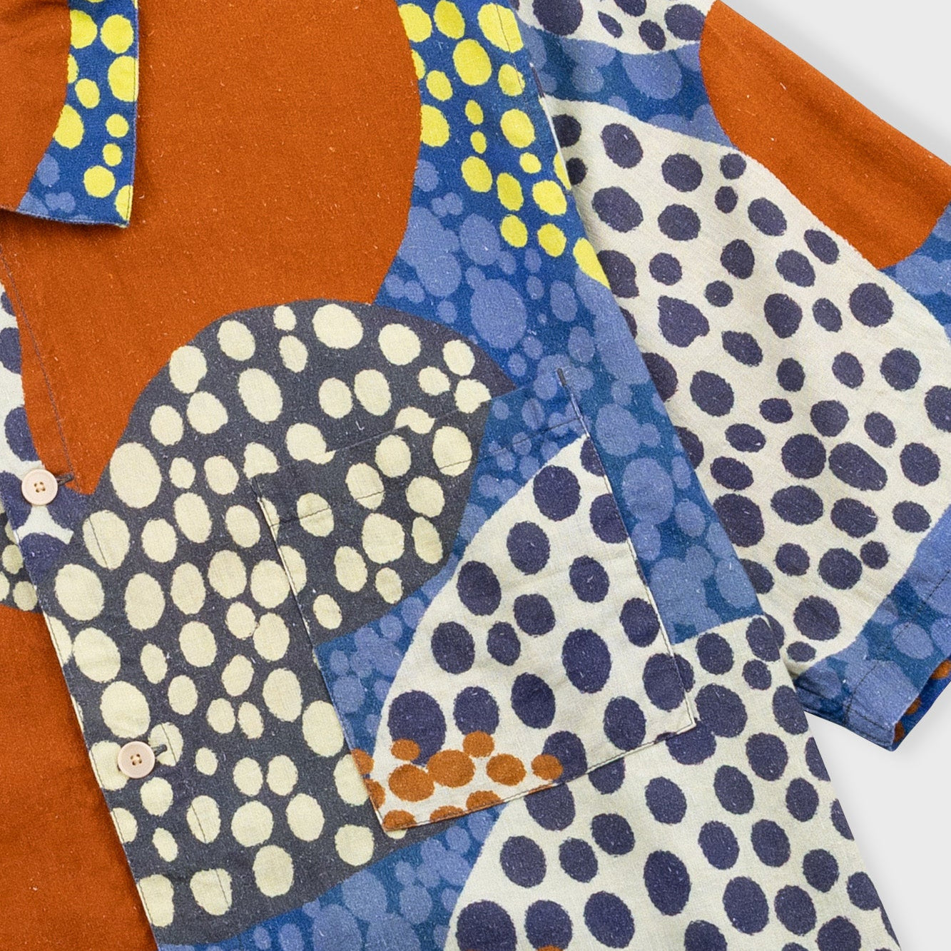 Folk Gabe Dot Print Linen Red SS Shirt