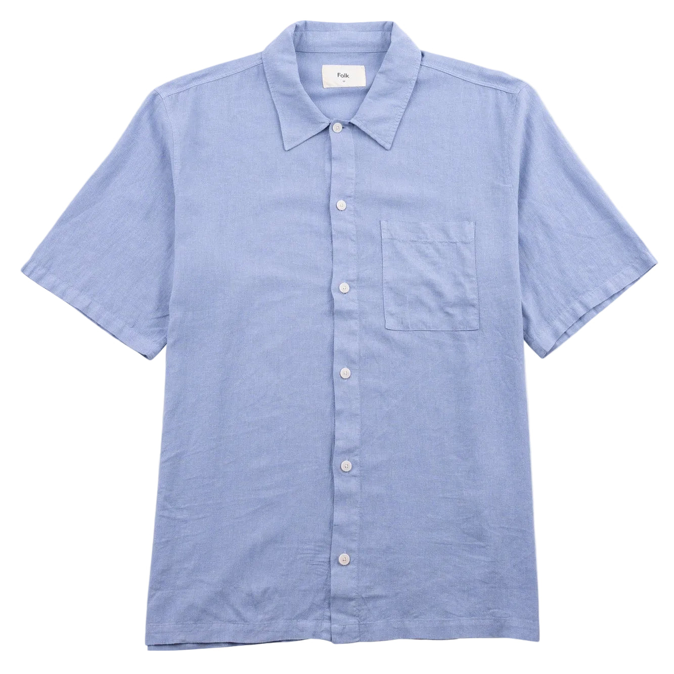 Folk Gabe Linen Viscose Soft Blue SS Shirt