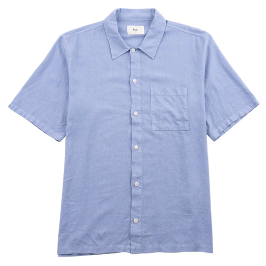 Folk Gabe Linen Viscose Soft Blue SS Shirt