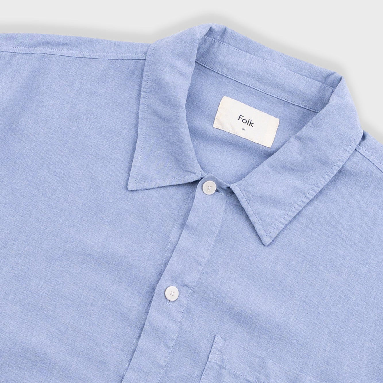 Folk Gabe Linen Viscose Soft Blue SS Shirt