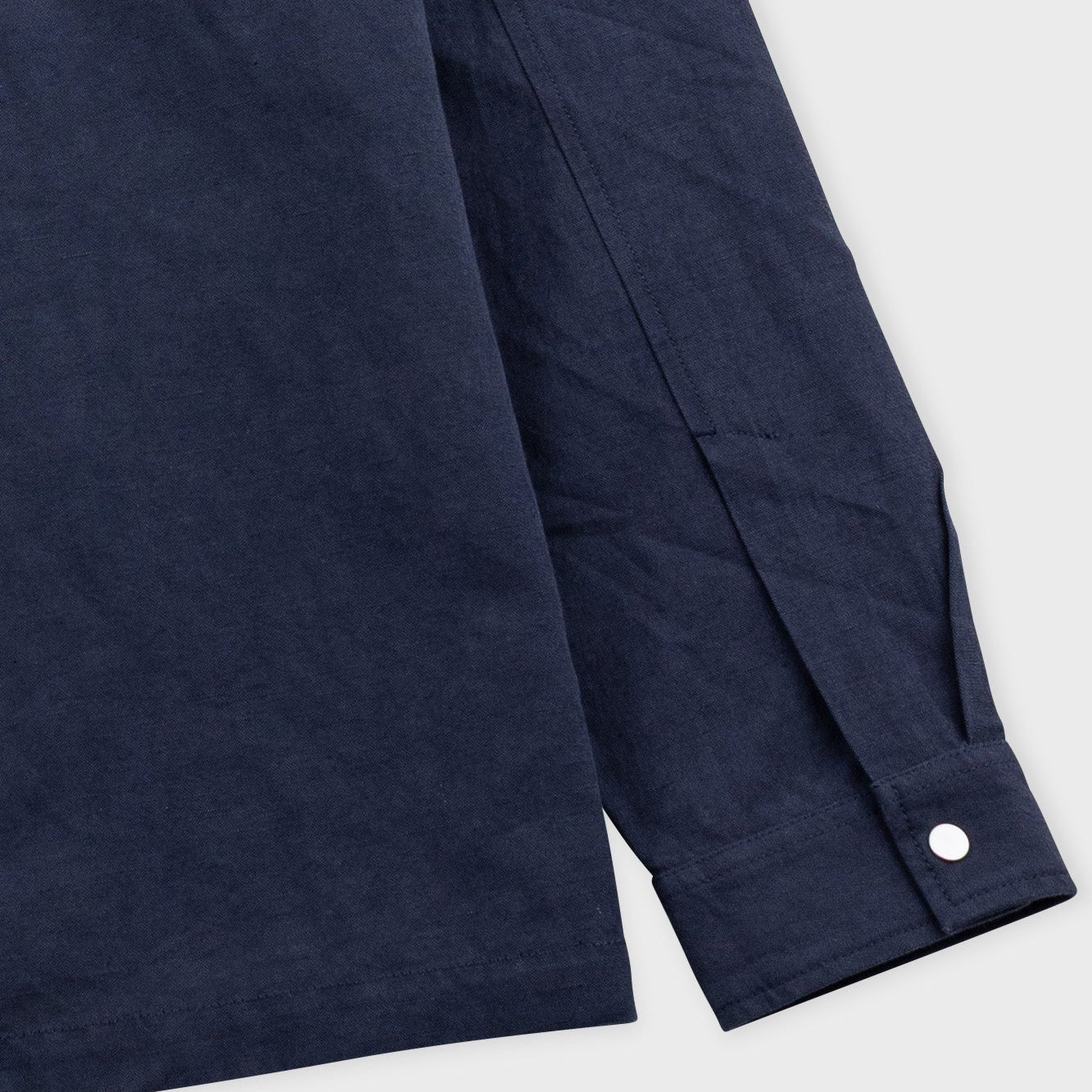 Folk Patch Slub Linen Navy Overshirt