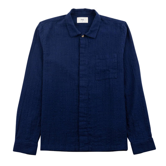Folk Patch Open Weave Navy Shirt