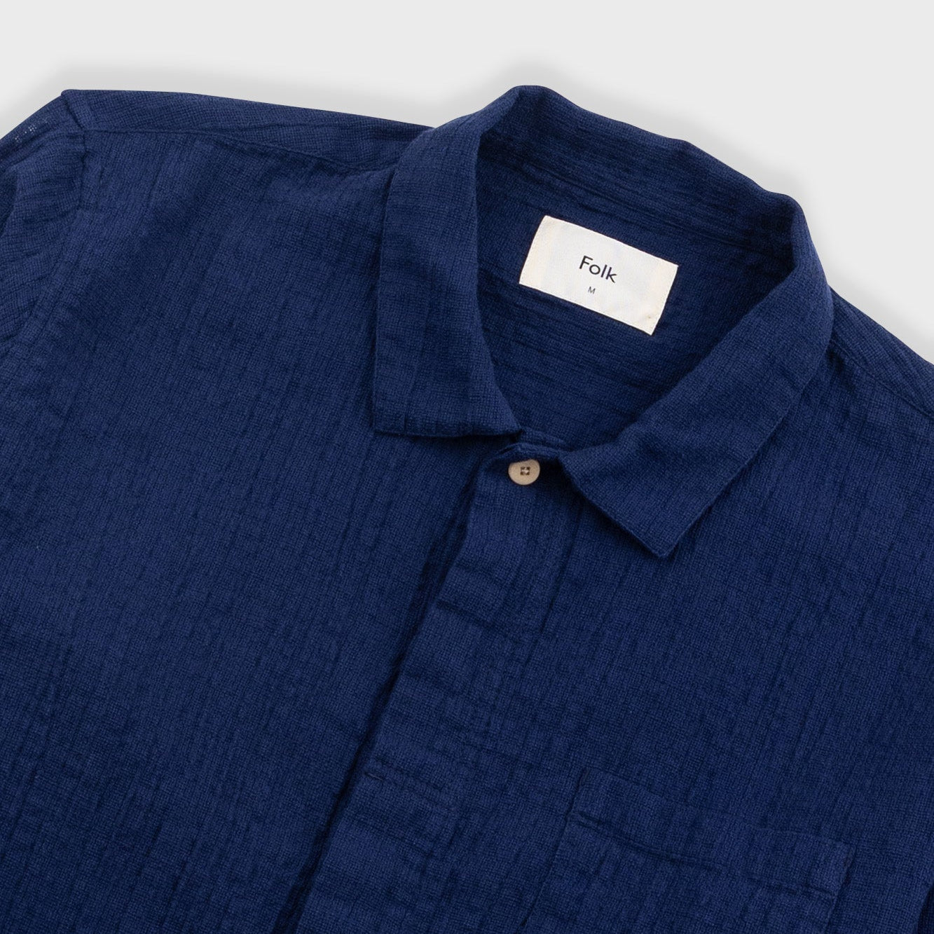 Folk Patch Open Weave Navy Shirt