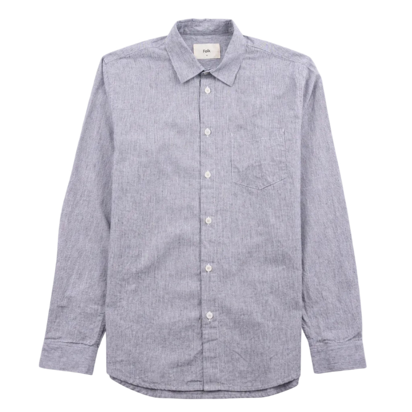 Folk Relaxed Fit Micro Stripe Black Linen Shirt