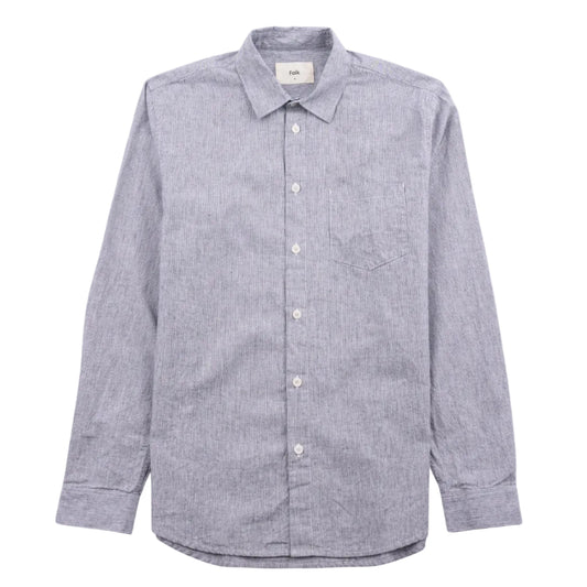 Folk Relaxed Fit Micro Stripe Black Linen Shirt