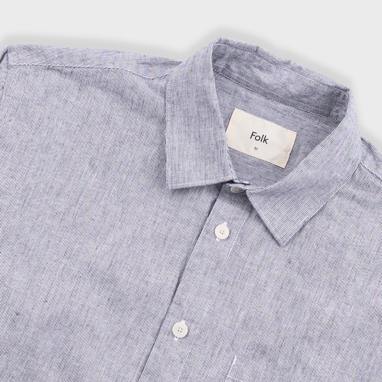 Folk Relaxed Fit Micro Stripe Black Linen Shirt