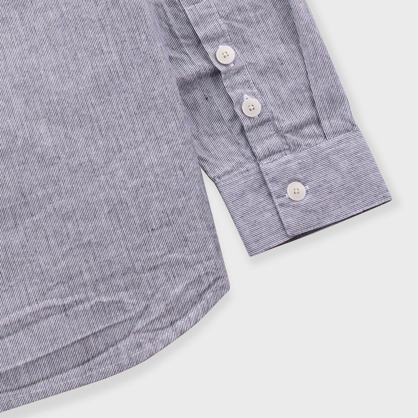 Folk Relaxed Fit Micro Stripe Black Linen Shirt