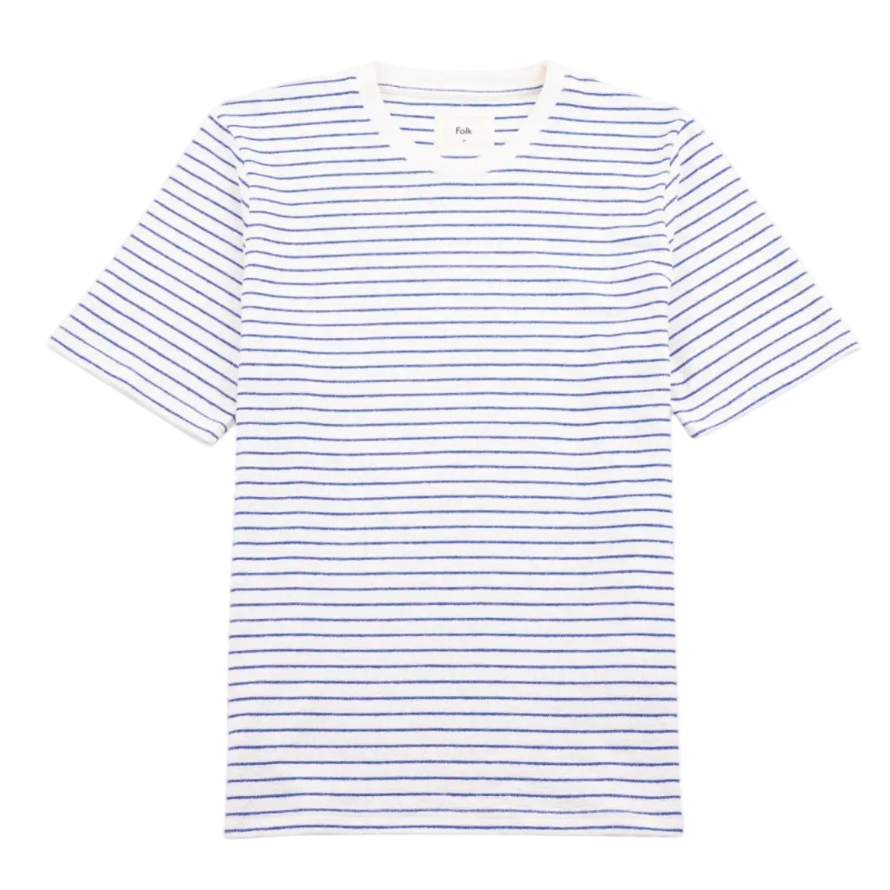 Folk Textured Stripe Ecru Blue Tee