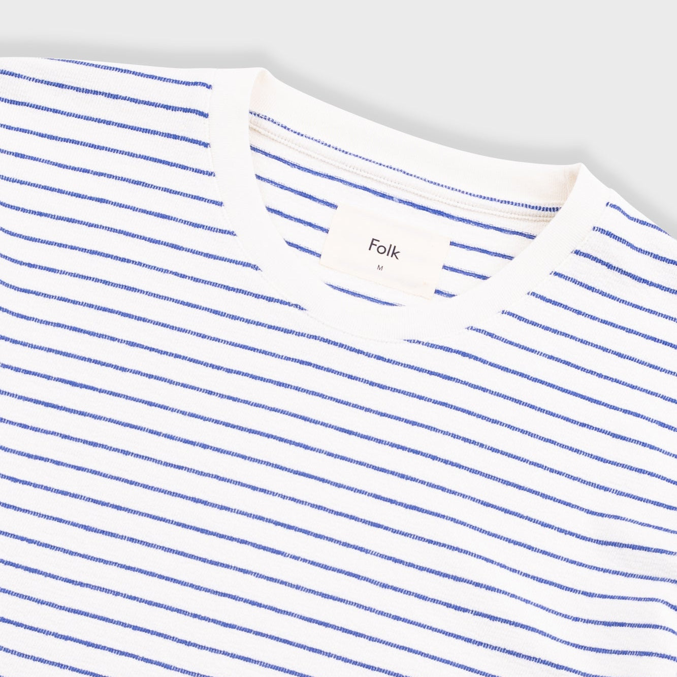 Folk Textured Stripe Ecru Blue Tee