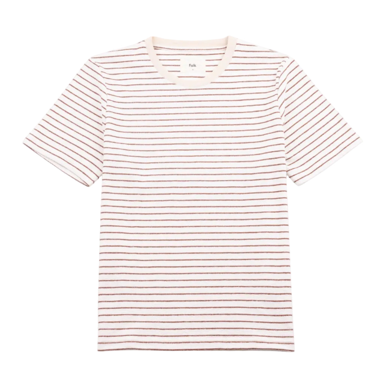 Folk Textured Stripe Ecru Red Tee
